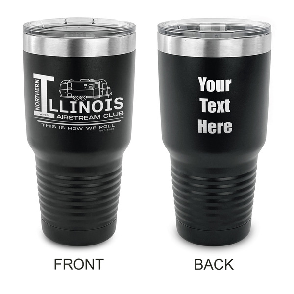 Custom Northern Illinois Airstream Club Logo 30 oz Stainless Steel Tumbler - Black - Double-Sided