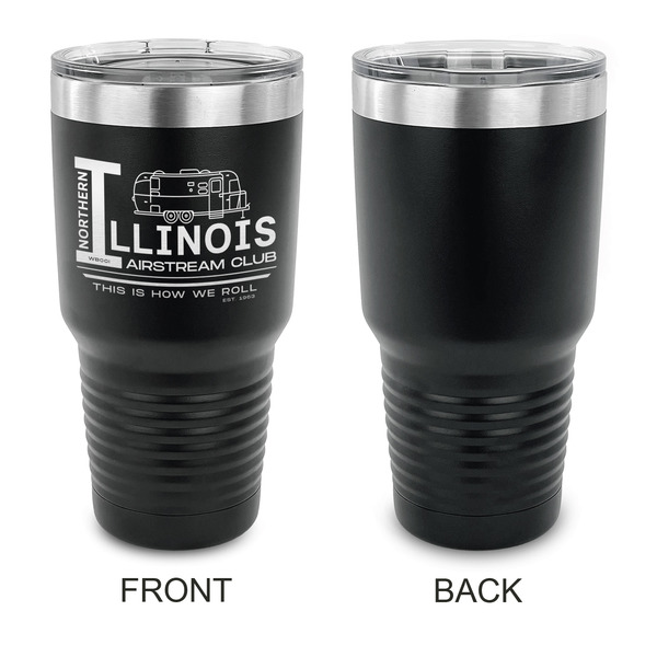 Northern Illinois Airstream Club Logo 30 oz Stainless Steel Ringneck Tumblers - Black - Single Sided - APPROVAL