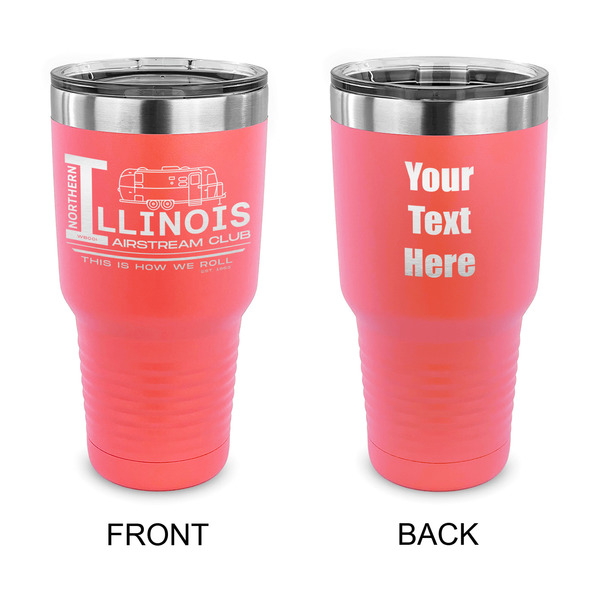 Custom Northern Illinois Airstream Club Logo 30 oz Stainless Steel Tumbler - Coral - Double-Sided