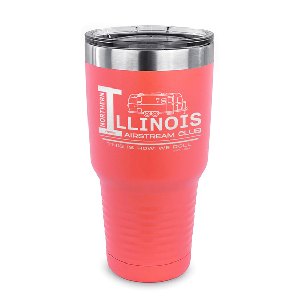 Custom Northern Illinois Airstream Club Logo 30 oz Stainless Steel Tumbler - Coral - Single-Sided