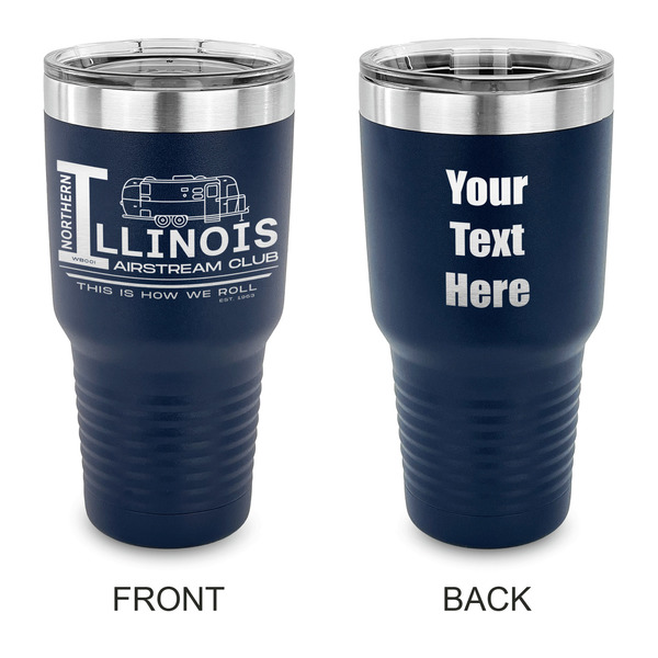 Custom Northern Illinois Airstream Club Logo 30 oz Stainless Steel Tumbler - Navy - Double-Sided