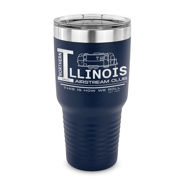 Custom Northern Illinois Airstream Club Logo 30 oz Stainless Steel Tumbler - Navy - Single-Sided
