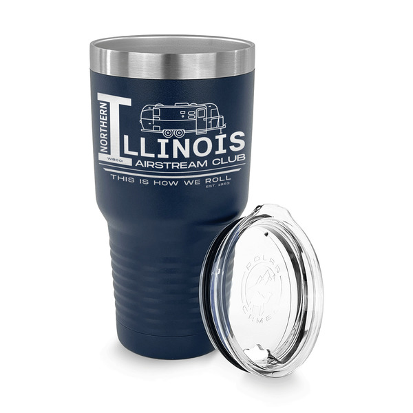 Northern Illinois Airstream Club Logo 30 oz Stainless Steel Ringneck Tumblers - Navy - LID OFF
