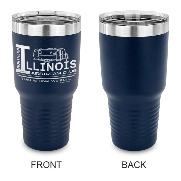 Northern Illinois Airstream Club Logo 30 oz Stainless Steel Ringneck Tumblers - Navy - Single Sided - APPROVAL