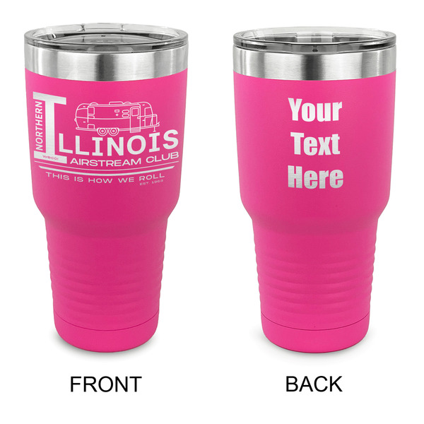 Custom Northern Illinois Airstream Club Logo 30 oz Stainless Steel Tumbler - Pink - Double-Sided