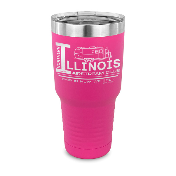 Custom Northern Illinois Airstream Club Logo 30 oz Stainless Steel Tumbler - Pink - Single-Sided