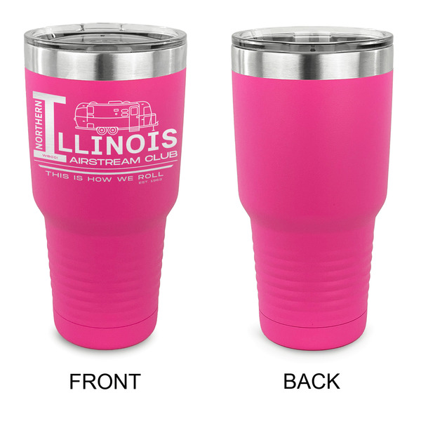 Northern Illinois Airstream Club Logo 30 oz Stainless Steel Ringneck Tumblers - Pink - Single Sided - APPROVAL