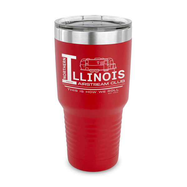 Custom Northern Illinois Airstream Club Logo 30 oz Stainless Steel Tumbler - Red - Single-Sided