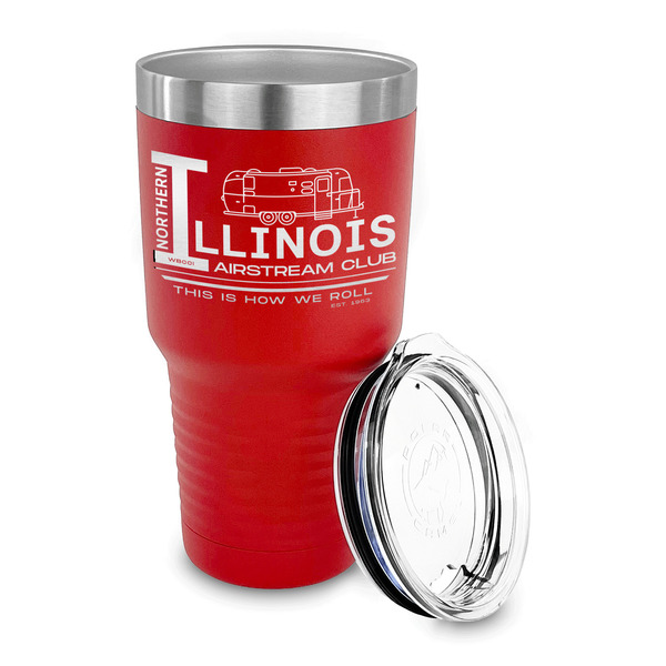 Northern Illinois Airstream Club Logo 30 oz Stainless Steel Ringneck Tumblers - Red - LID OFF