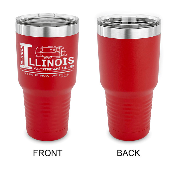 Northern Illinois Airstream Club Logo 30 oz Stainless Steel Ringneck Tumblers - Red - Single Sided - APPROVAL