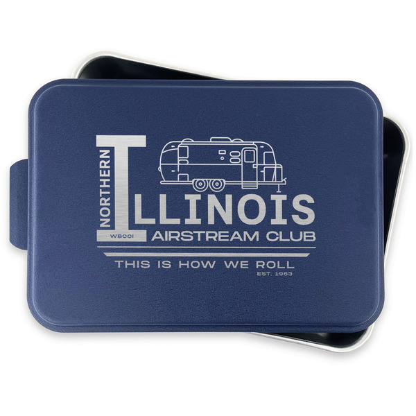 Northern Illinois Airstream Club Logo Aluminum Baking Pan - Navy Lid - FRONT w/lid off