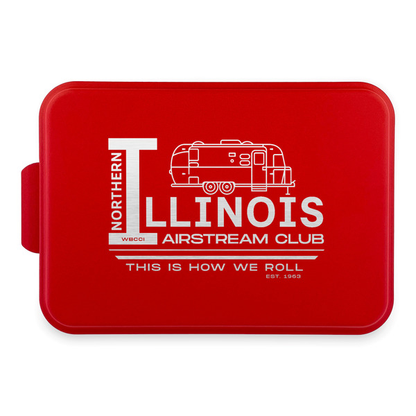 Custom Northern Illinois Airstream Club Logo Aluminum Baking Pan with Red Lid