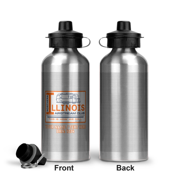 Northern Illinois Airstream Club Logo Aluminum Water Bottle - Front and Back