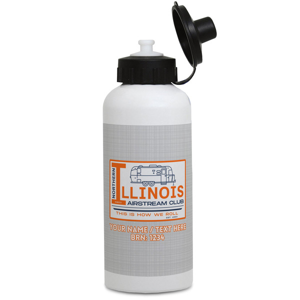 Custom Northern Illinois Airstream Club Logo Water Bottles - Aluminum - 20 oz - White