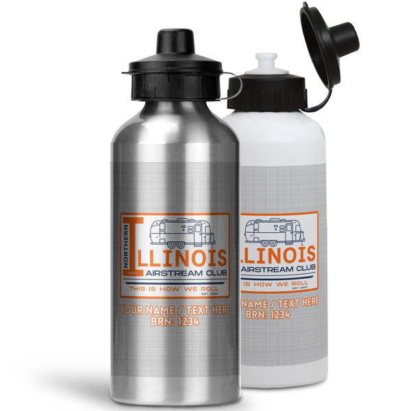 Northern Illinois Airstream Club Logo Aluminum Water Bottles - MAIN (white &silver)