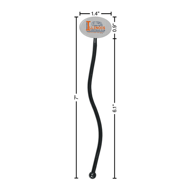 Northern Illinois Airstream Club Logo Black Plastic 7" Stir Stick - Oval - Dimensions