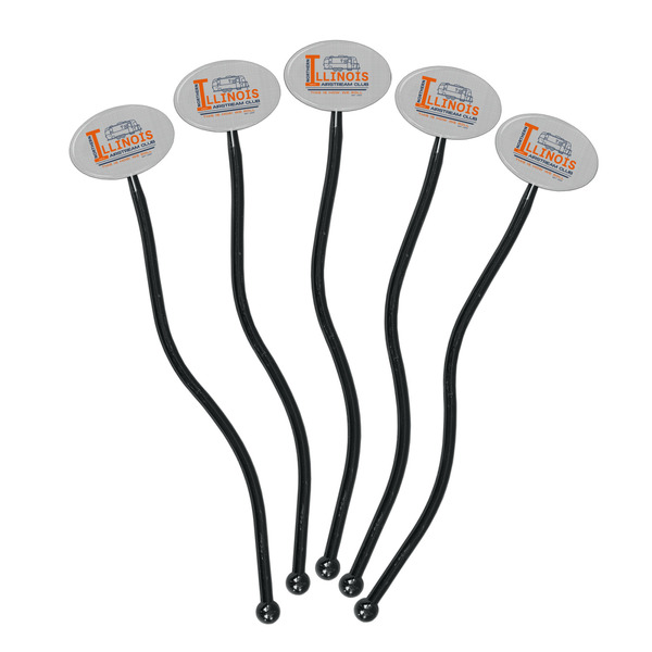 Northern Illinois Airstream Club Logo Black Plastic 7" Stir Stick - Oval - Fan