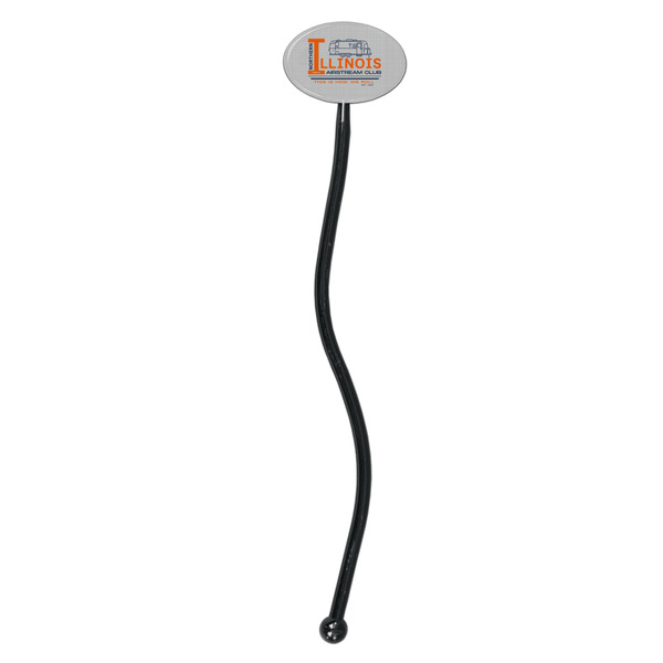 Northern Illinois Airstream Club Logo Black Plastic 7" Stir Stick - Oval - Single Stick