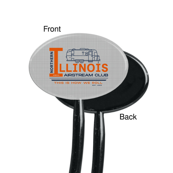 Northern Illinois Airstream Club Logo Black Plastic 7" Stir Stick - Single Sided - Oval - Front & Back