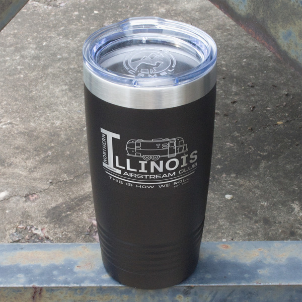 Northern Illinois Airstream Club Logo Black Polar Camel Tumbler - 20oz - Angled