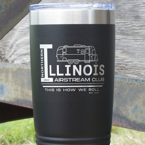 Northern Illinois Airstream Club Logo Black Polar Camel Tumbler - 20oz - Close Up
