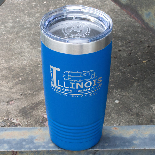 Northern Illinois Airstream Club Logo Blue Polar Camel Tumbler - 20oz - Angled