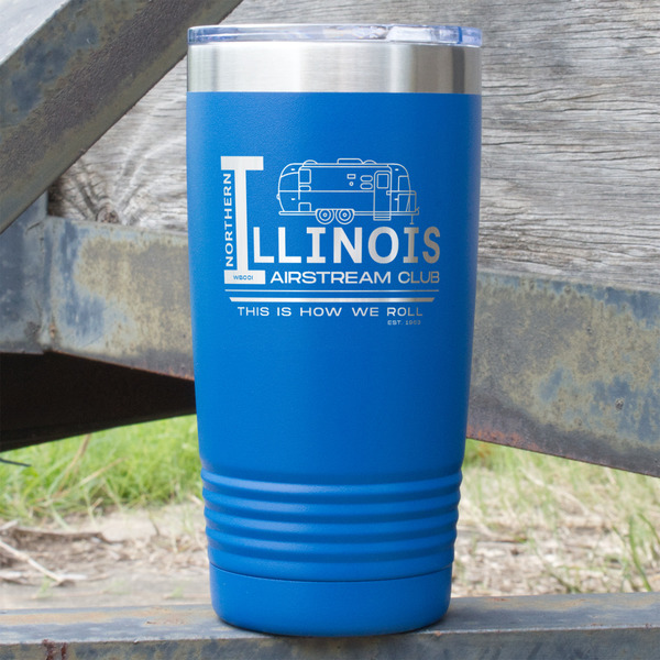 Custom Northern Illinois Airstream Club Logo 20 oz Stainless Steel Tumbler - Royal Blue - Single-Sided