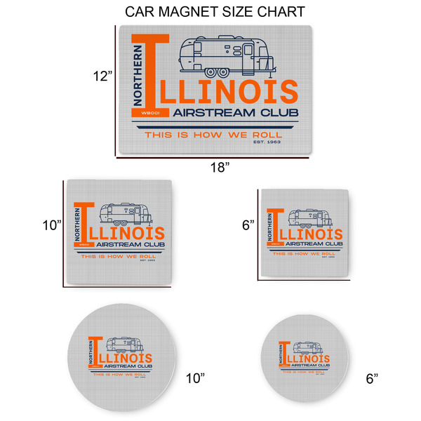 Northern Illinois Airstream Club Logo Car Magnets - SIZE CHART