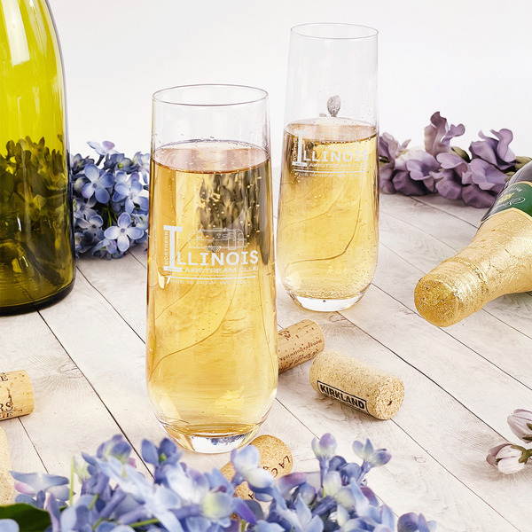 Northern Illinois Airstream Club Logo Champagne Flute - Single - In Context