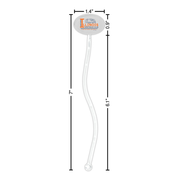 Northern Illinois Airstream Club Logo Clear Plastic 7" Stir Stick - Oval - Dimensions