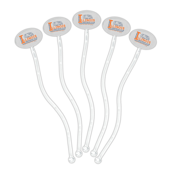 Northern Illinois Airstream Club Logo Clear Plastic 7" Stir Stick - Oval - Fan