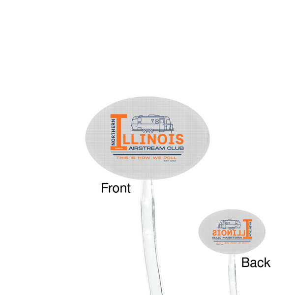 Northern Illinois Airstream Club Logo Clear Plastic 7" Stir Stick - Oval - Front & Back