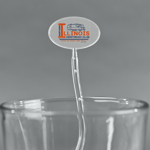 Northern Illinois Airstream Club Logo Clear Plastic 7" Stir Stick - Oval - Main