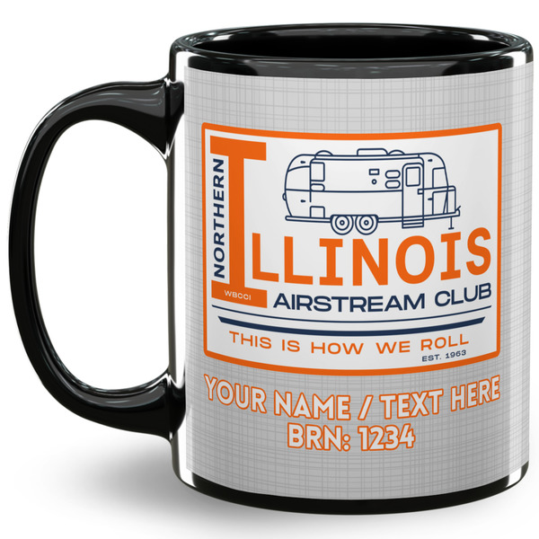 Custom Northern Illinois Airstream Club Logo 11 oz Coffee Mug - Black