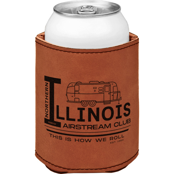 Northern Illinois Airstream Club Logo Cognac Leatherette Can Sleeve - Single Front