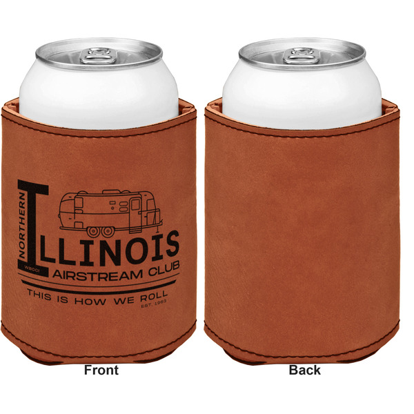 Northern Illinois Airstream Club Logo Cognac Leatherette Can Sleeve - Single Sided Front and Back