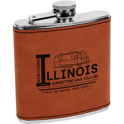 Northern Illinois Airstream Club Logo Leatherette Wrapped Stainless Steel Flask