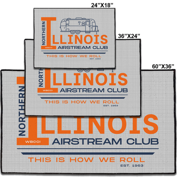 Northern Illinois Airstream Club Logo Door Mats - Size Comparison