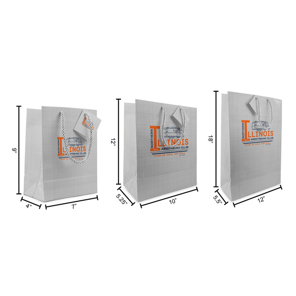 Northern Illinois Airstream Club Logo Gift Bags - All Sizes - Dimensions
