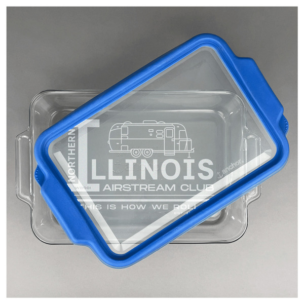 Northern Illinois Airstream Club Logo Glass Baking Dish - 13"x9" - Dish w/ Lid