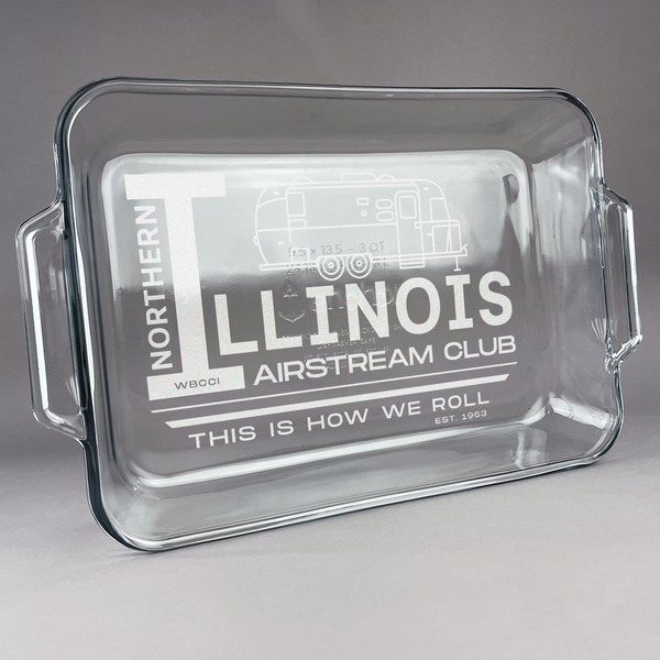 Custom Northern Illinois Airstream Club Logo Glass Baking and Cake Dish
