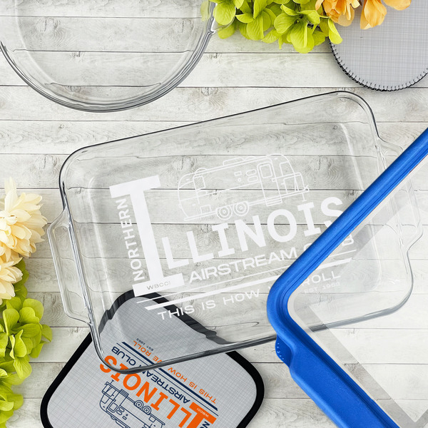Northern Illinois Airstream Club Logo Glass Baking Dish - 13"x9" - Lifestyle