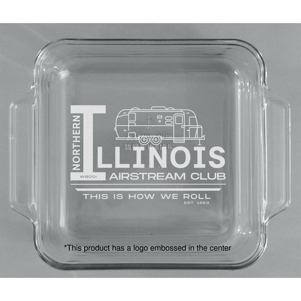Northern Illinois Airstream Club Logo Glass Cake Dish - 8"x8" - Approval