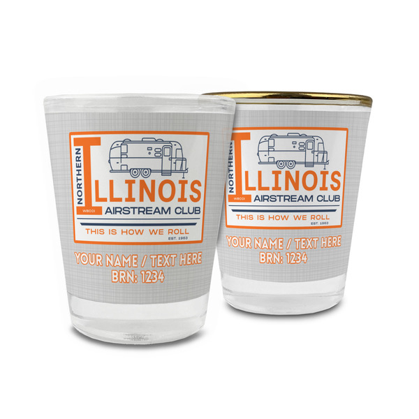 Custom Northern Illinois Airstream Club Logo Glass Shot Glass - 1.5 oz