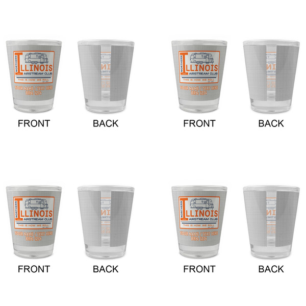 Northern Illinois Airstream Club Logo Glass Shot Glass - Standard - Set of 4 - Front & Back