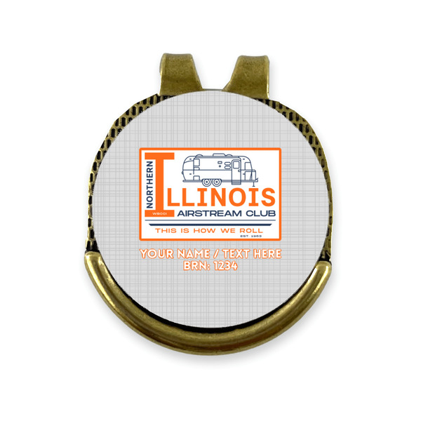 Northern Illinois Airstream Club Logo Golf Ball Marker Hat Clip Gold - Front