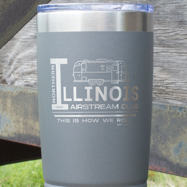 Northern Illinois Airstream Club Logo Gray Polar Camel Tumbler - 20oz - Close Up