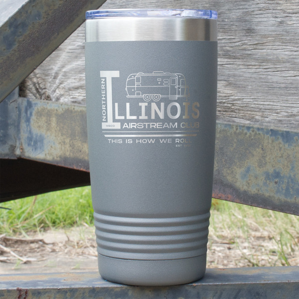 Custom Northern Illinois Airstream Club Logo 20 oz Stainless Steel Tumbler - Grey - Single-Sided