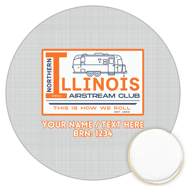 Custom Northern Illinois Airstream Club Logo Printed Cookie Topper - 3.25"
