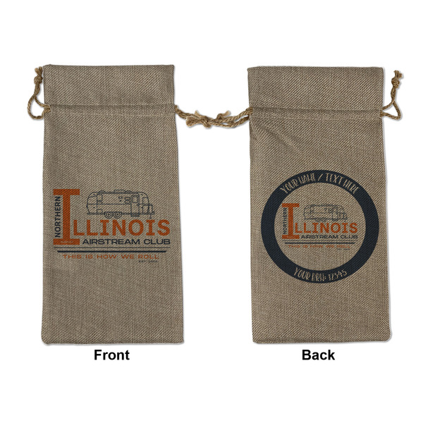 Custom Northern Illinois Airstream Club Logo Burlap Gift Bag - Large - Double-Sided